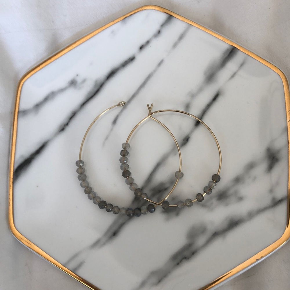 Smoky topaz beaded hoop